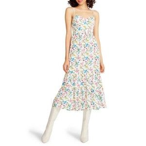 BETSEY JOHNSON Ava Corset Botanical Floral Dress SONIC WHITE Size 18